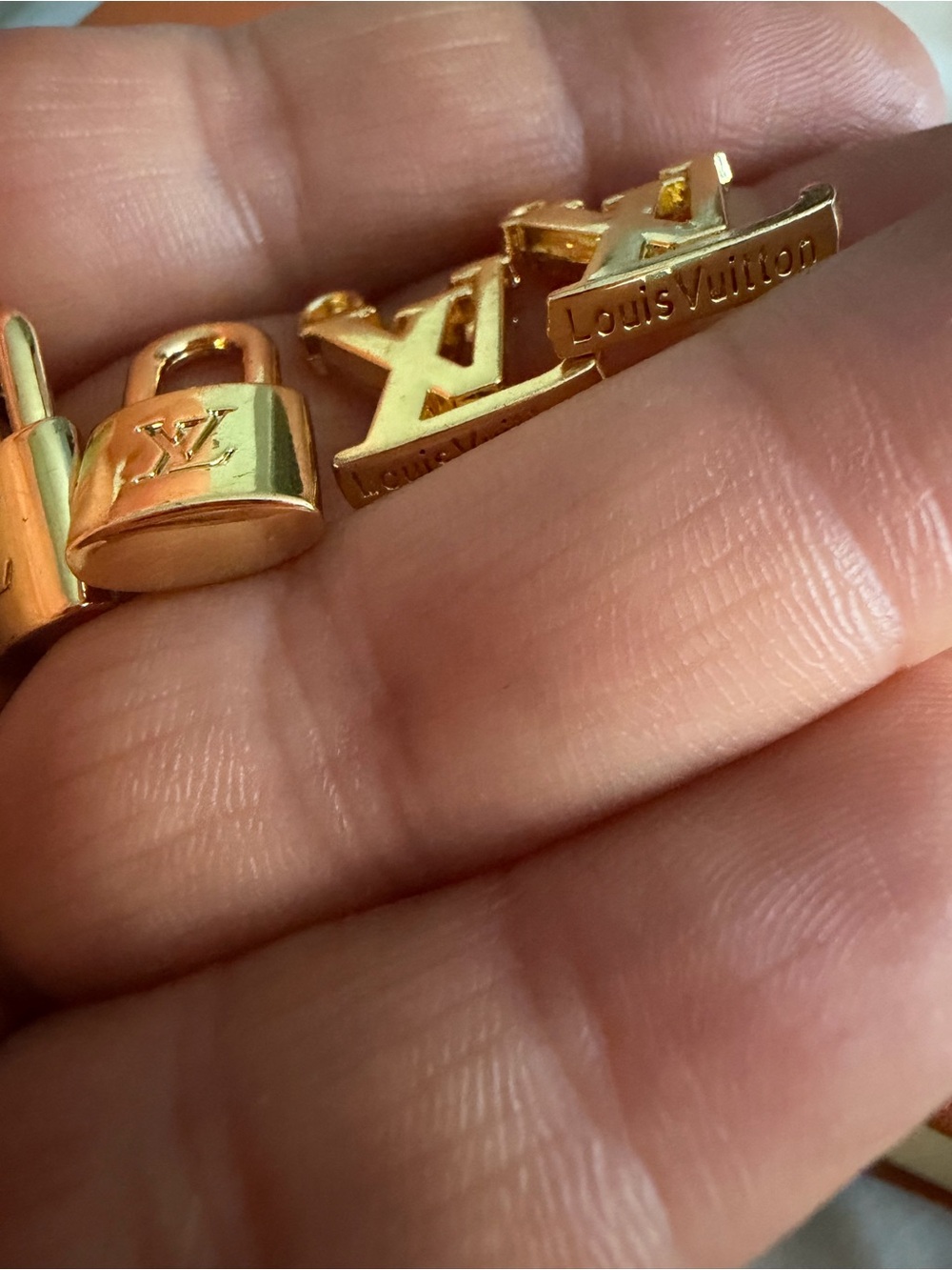 Unbranded Gold Lock and Letter Charm Keychain Set of 4 - Picture 3 of 8